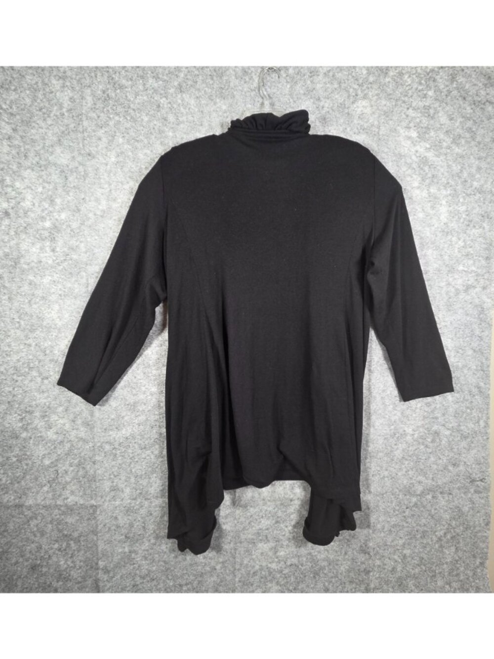 Antthony Cardigan Black Open Front Ruffle Midi Length Classic 2X Plus Size - Picture 6 of 10